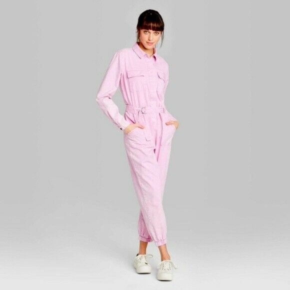 purple utility jumpsuit